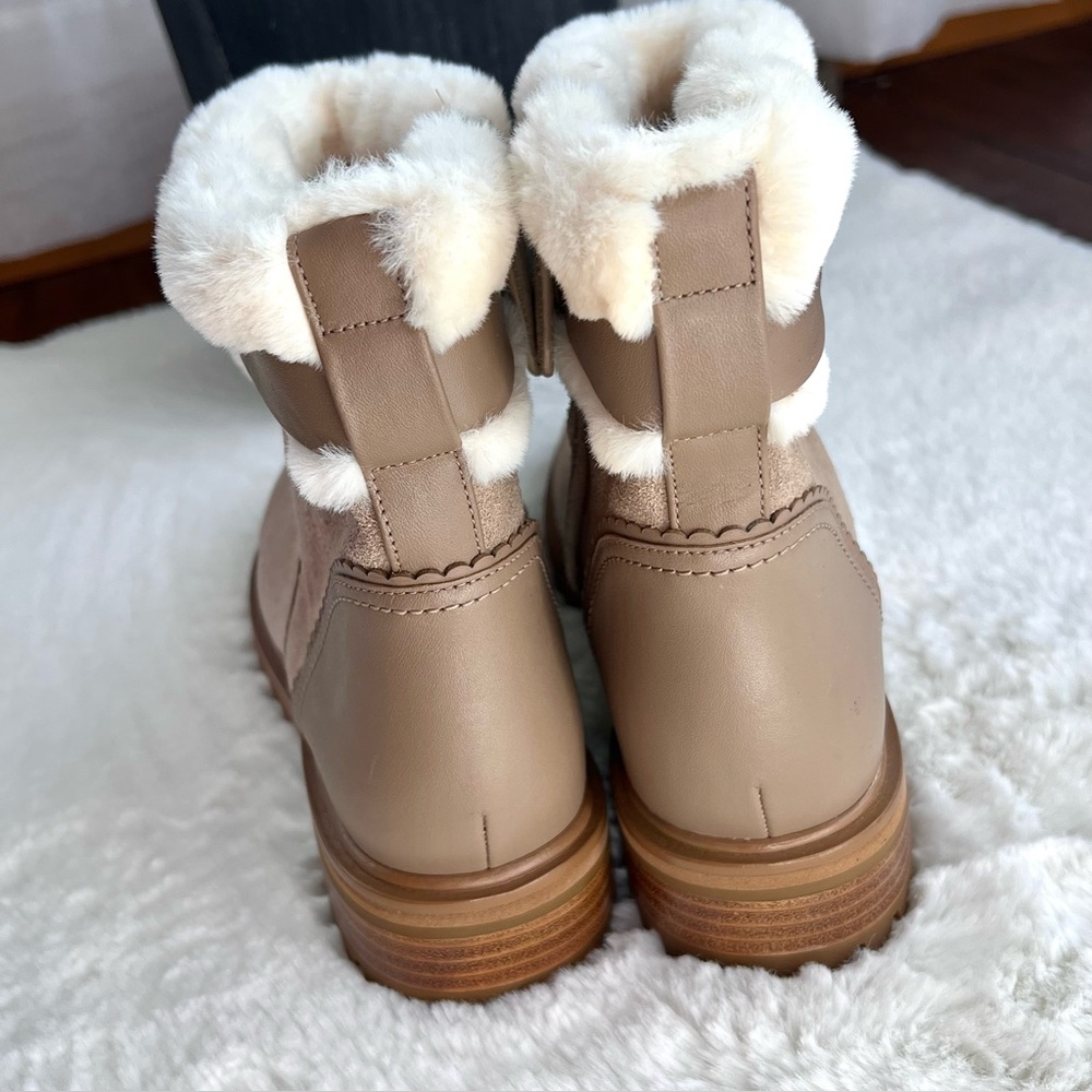 Kate Spade Bailee Winter Boots Rustic Brown Suede Faux Fur Lug Sole Size 8.5 - Picture 3 of 13